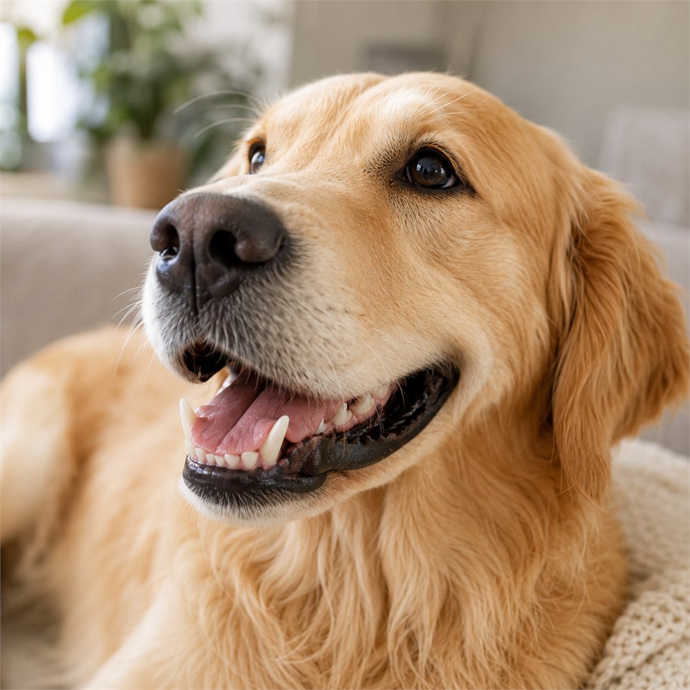 Close-up of a dog's cleaner teeth